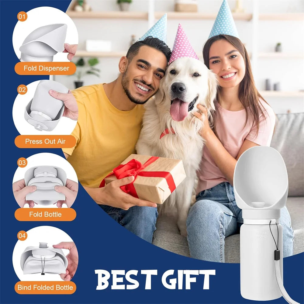 Spacious 550ml Portable Dog Water Bottle,Leak Proof, Durable&Safe, Foldable Design, Easy-to-Use,for Outdoor Walks,Travel Comfort