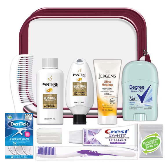 Convenience Kits International, Women's Deluxe 11 PC Travel Kit Featuring: Pantene Shampoo and Conditioner