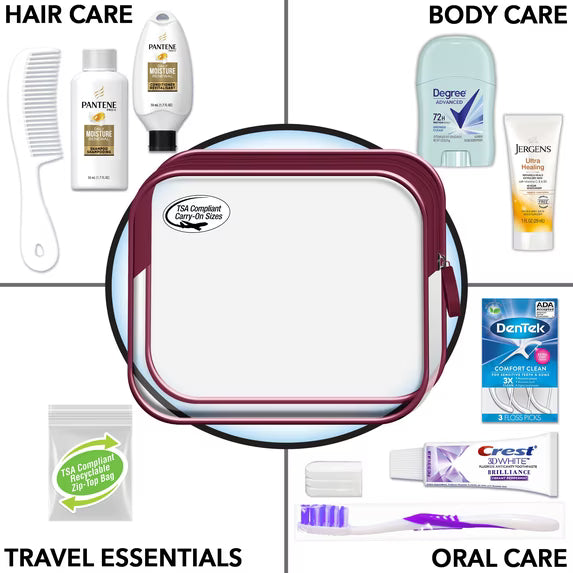 Convenience Kits International, Women's Deluxe 11 PC Travel Kit Featuring: Pantene Shampoo and Conditioner
