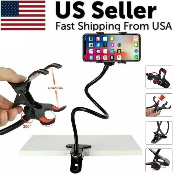 Flexible Gooseneck Phone Holder — Black