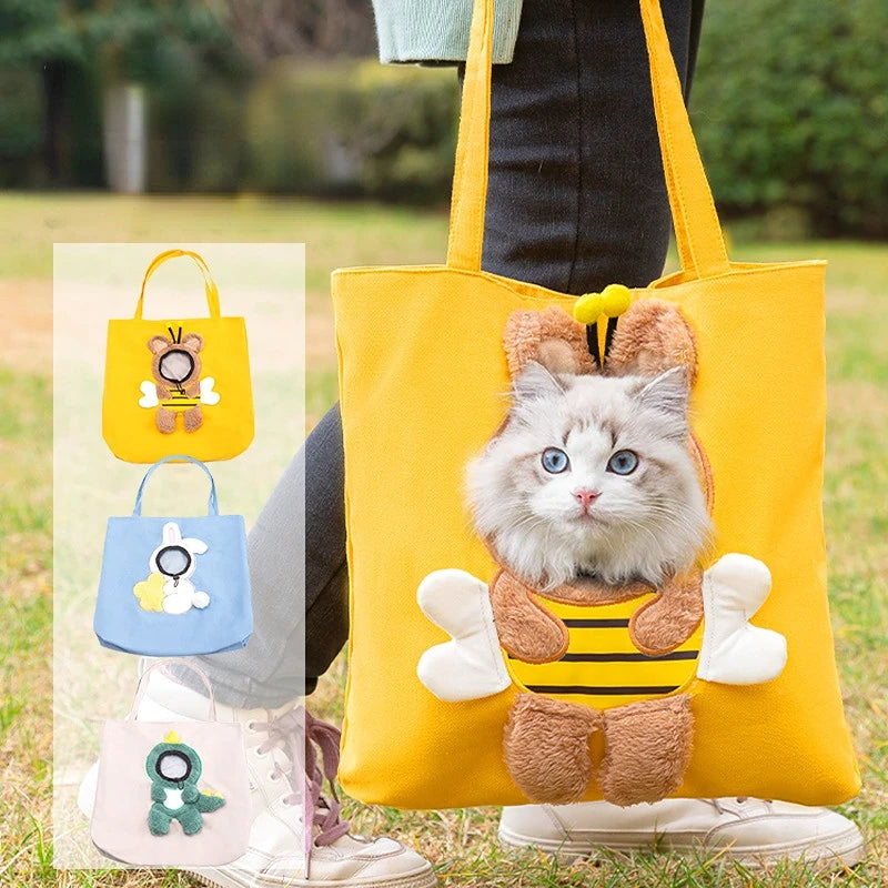 Pet Canvas travel Bag outdoor carrier Tote Bag for Cats and Dogs