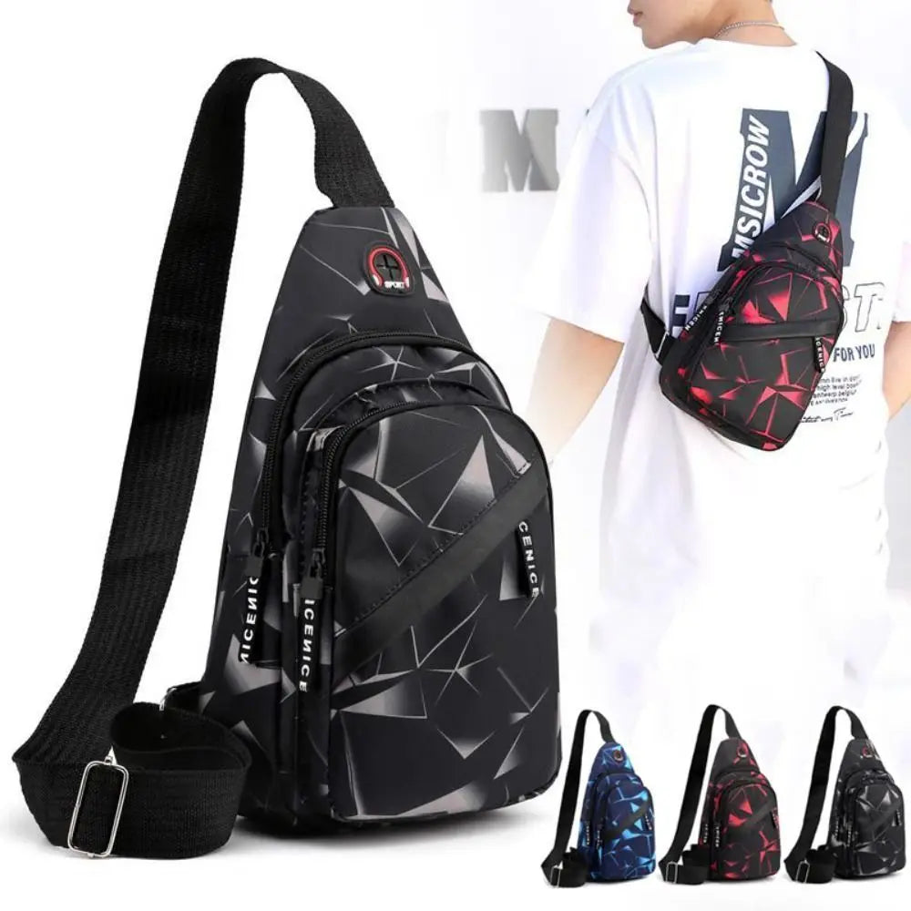 Men’s Oxford Cloth Sling Crossbody Bag – Large Capacity Travel Chest Shoulder Bag