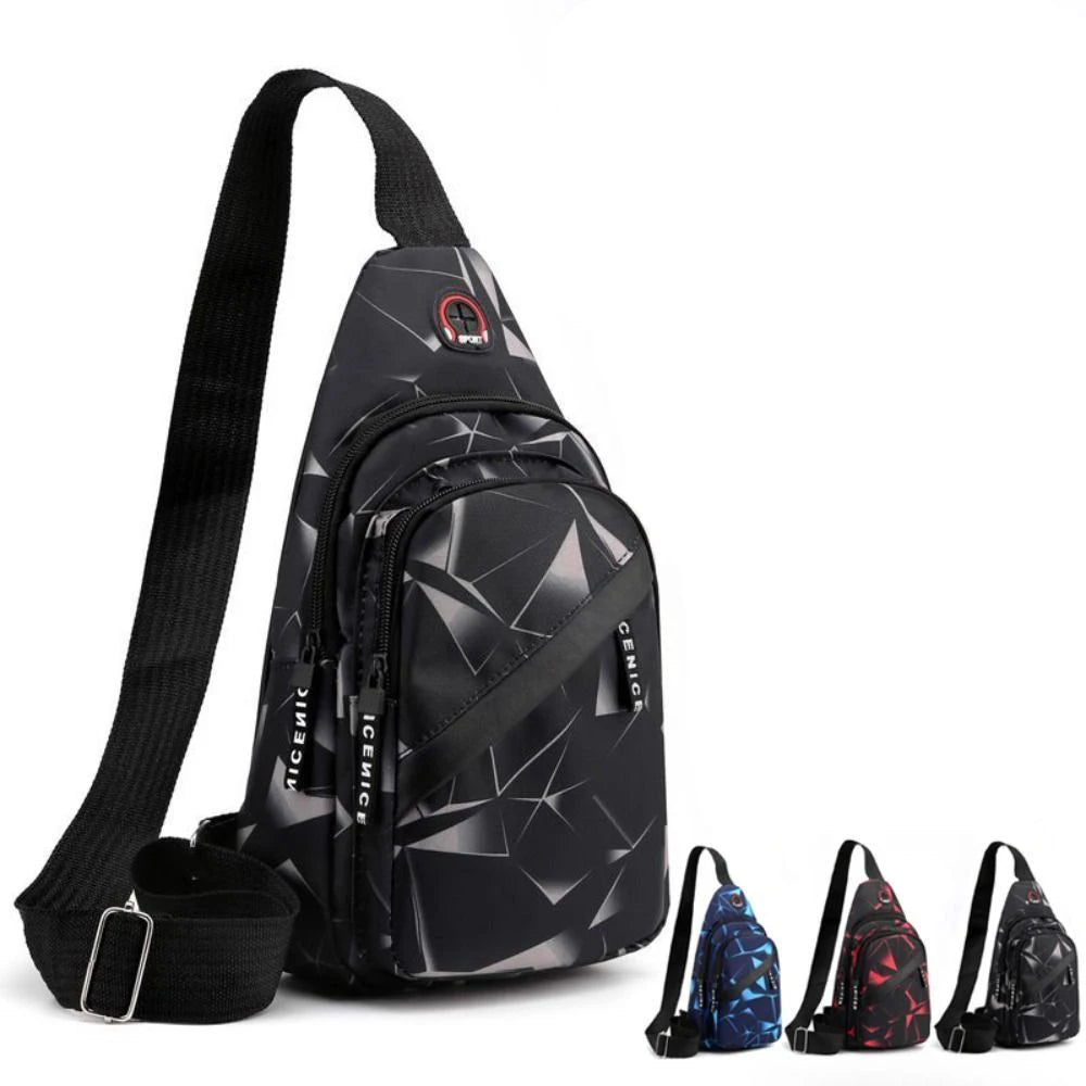 Men’s Oxford Cloth Sling Crossbody Bag – Large Capacity Travel Chest Shoulder Bag