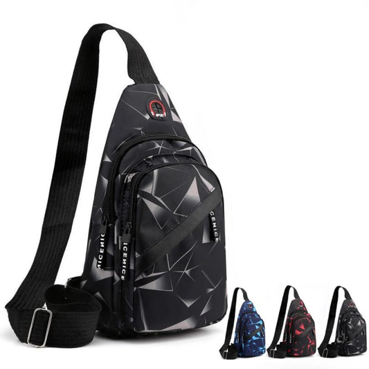 Men’s Oxford Cloth Sling Crossbody Bag – Large Capacity Travel Chest Shoulder Bag