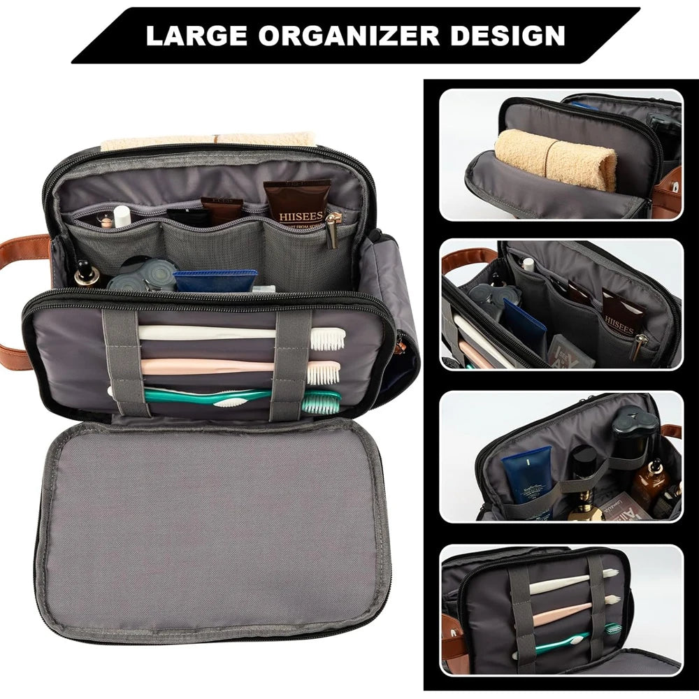 Travel Toiletry Bag for Men Hanging Dopp Kit Water Resistant Shaving Bag for Toiletries Accessories Small Toiletry Bag