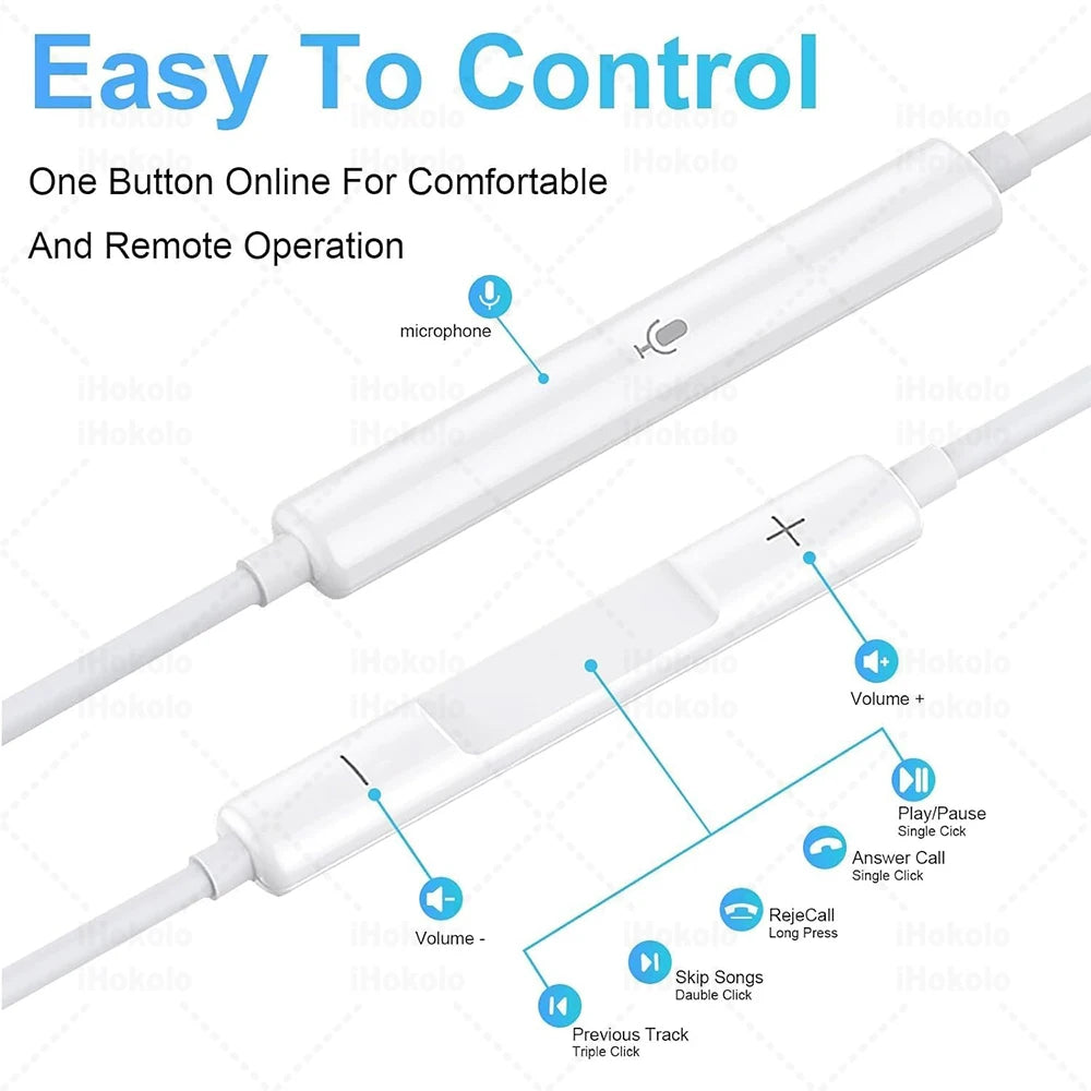 Wired Earphones for iPhone & iPad – Lightning, USB-C & 3.5mm In-Ear Headphones