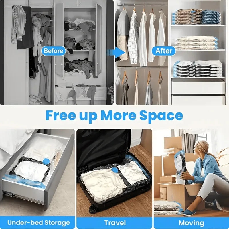 Travel storage bag set, for business trips, travels, dormitories, saves space, vacuum travel storage bag for home organization