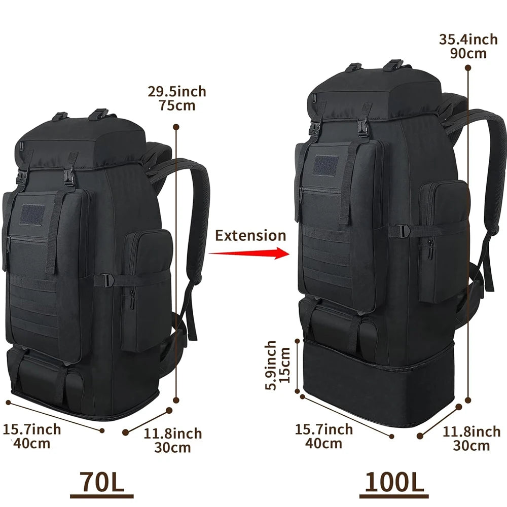 90L Hiking Daypack Backpack Expandable Waterproof Rucksack for Men Camping Outdoor Sport Traveling Large Capacity Sport