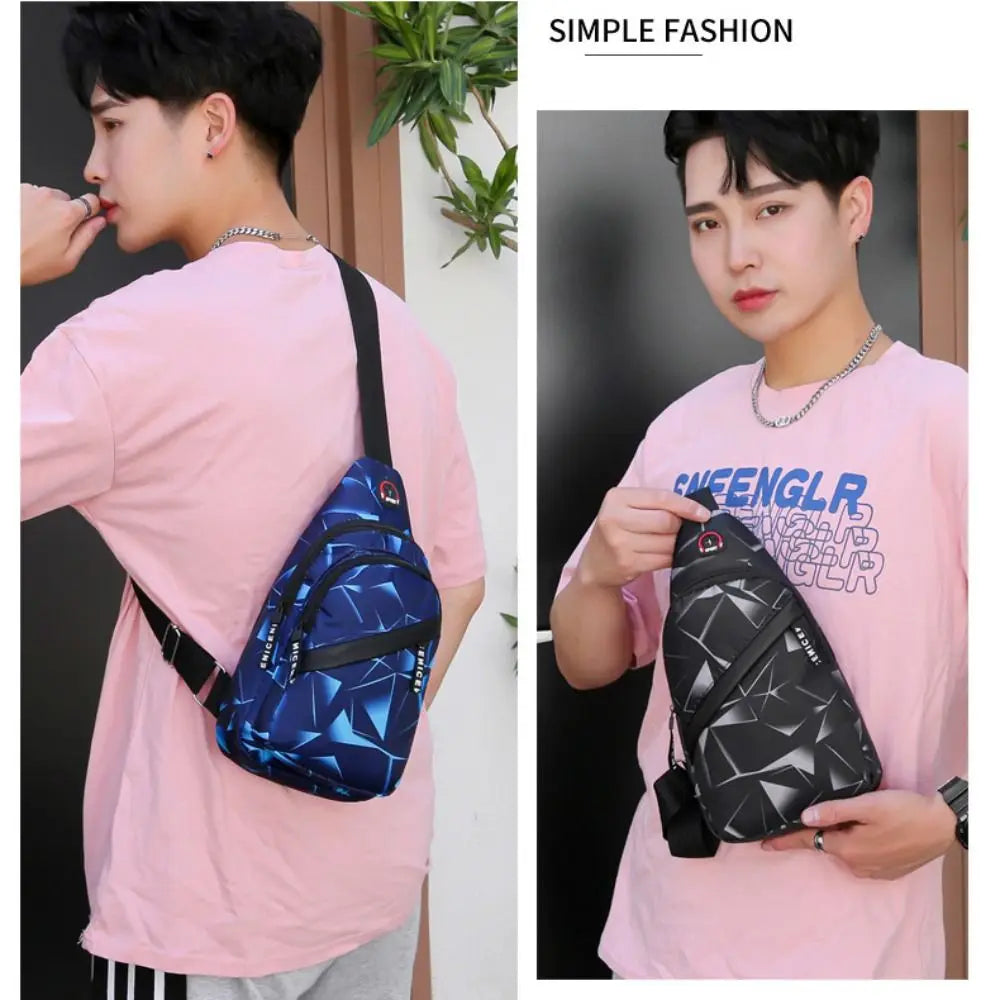 Men’s Oxford Cloth Sling Crossbody Bag – Large Capacity Travel Chest Shoulder Bag