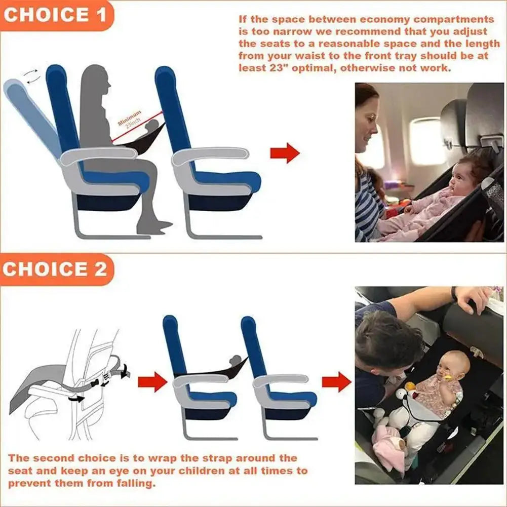 Travel Airplane Bed For Baby Pedals Bed Kids Airplane Seat Extender with Side Pocket Portable Foot Rest Hammock Car Sleep Crib