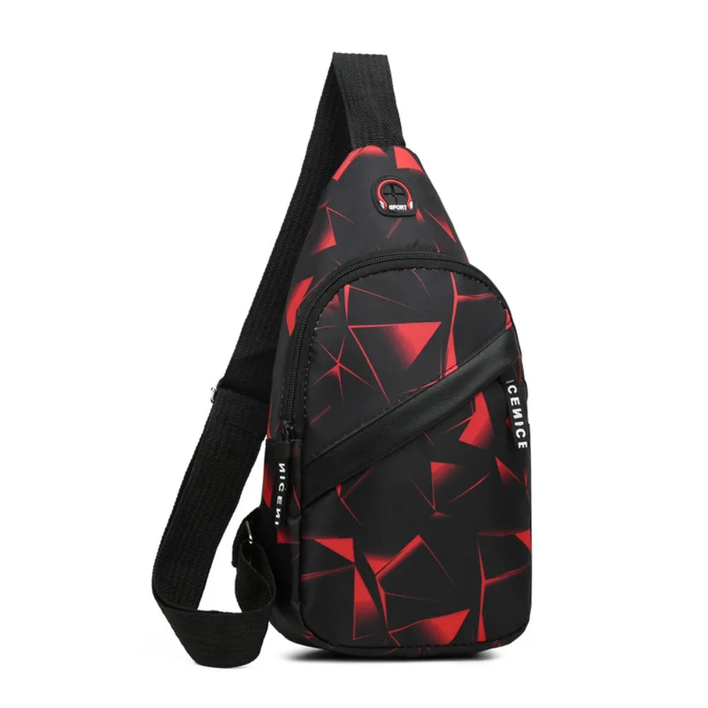 Men’s Oxford Cloth Sling Crossbody Bag – Large Capacity Travel Chest Shoulder Bag