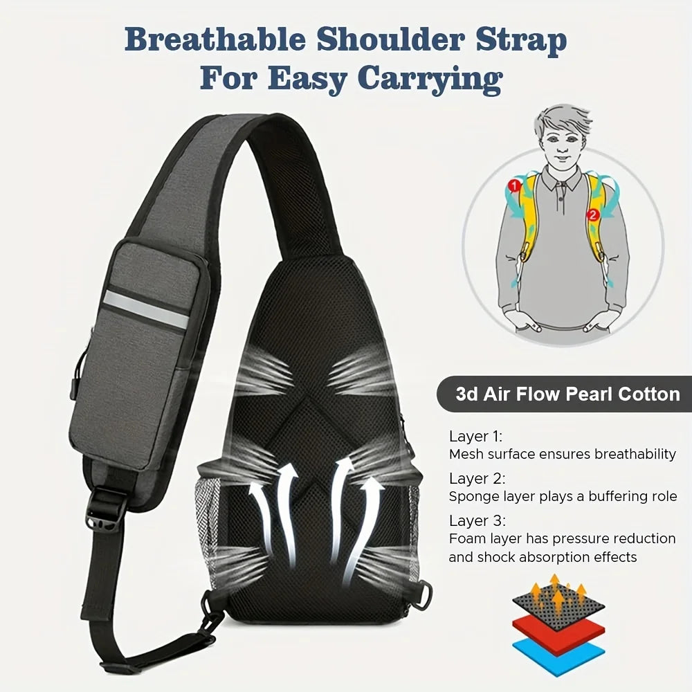 Waterproof Crossbody Sling Bag for Men & Women – Large Capacity Travel Chest Shoulder Bag