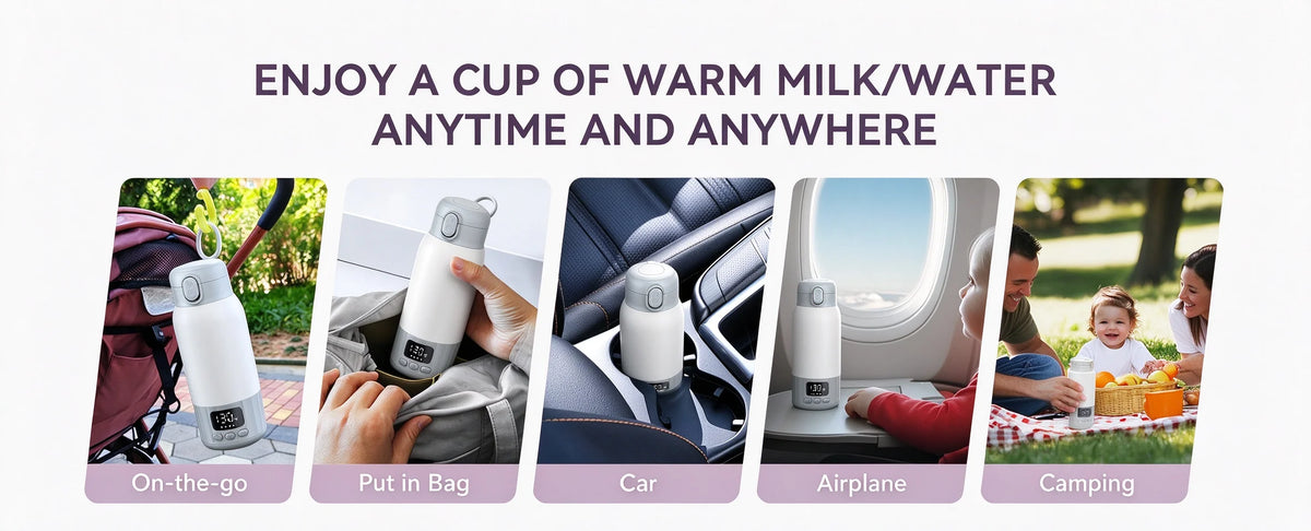 Baby Bottle Warmer for Breast Milk, Baby Travel Essentials Portable Bottle Warmer Fast Heating with Nutrients Preserved Dual Heating Modes for Breast Milk & Water 17OZ Large Capacity