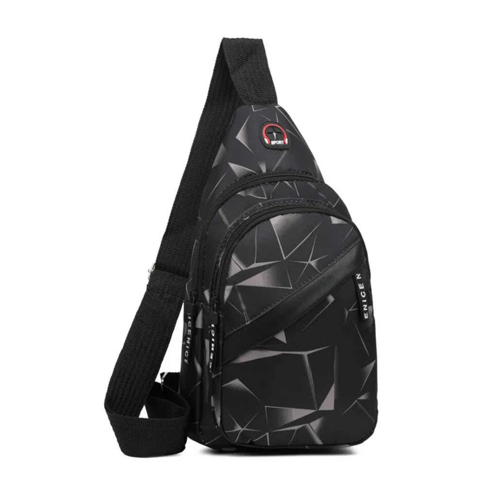 Men’s Oxford Cloth Sling Crossbody Bag – Large Capacity Travel Chest Shoulder Bag
