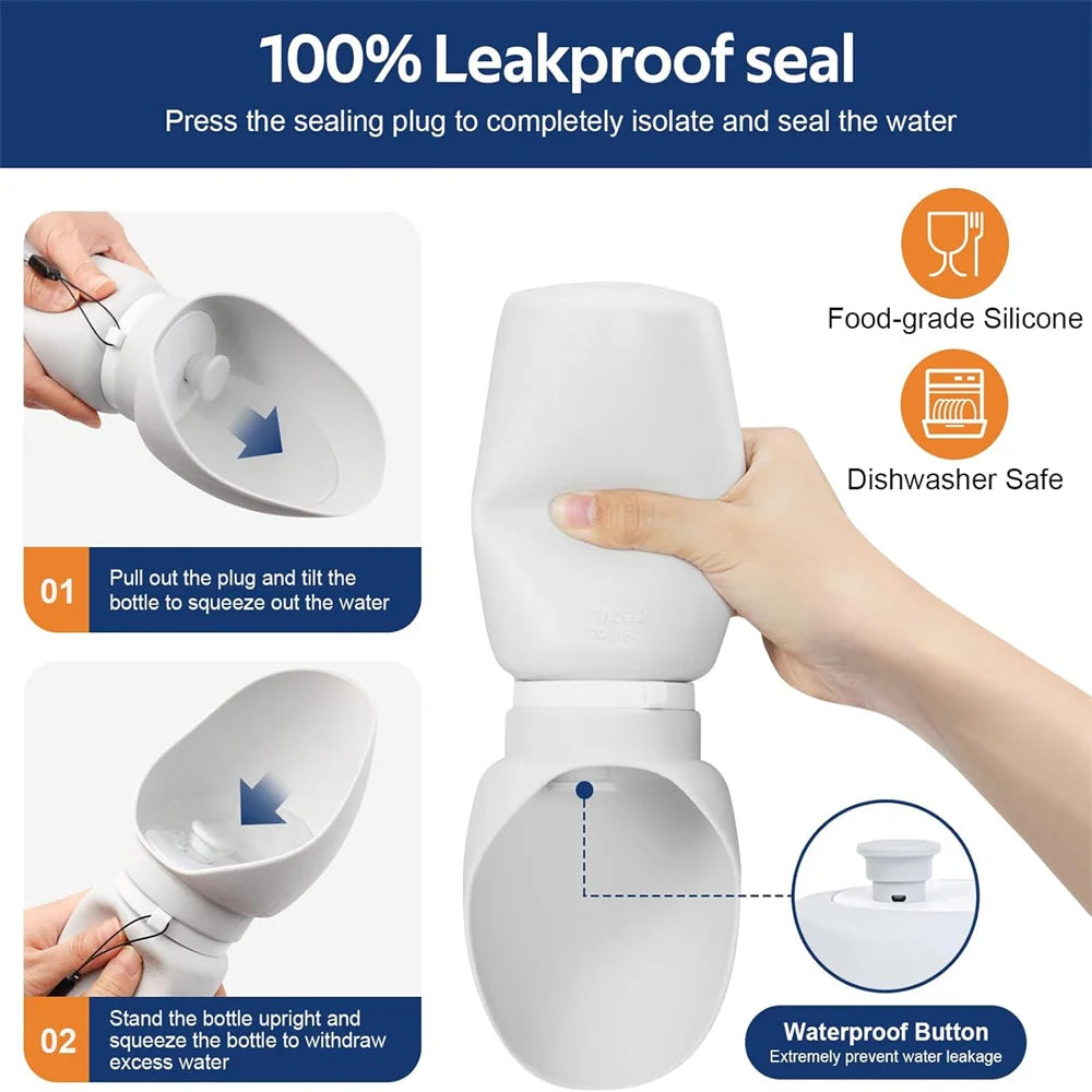 Spacious 550ml Portable Dog Water Bottle,Leak Proof, Durable&Safe, Foldable Design, Easy-to-Use,for Outdoor Walks,Travel Comfort