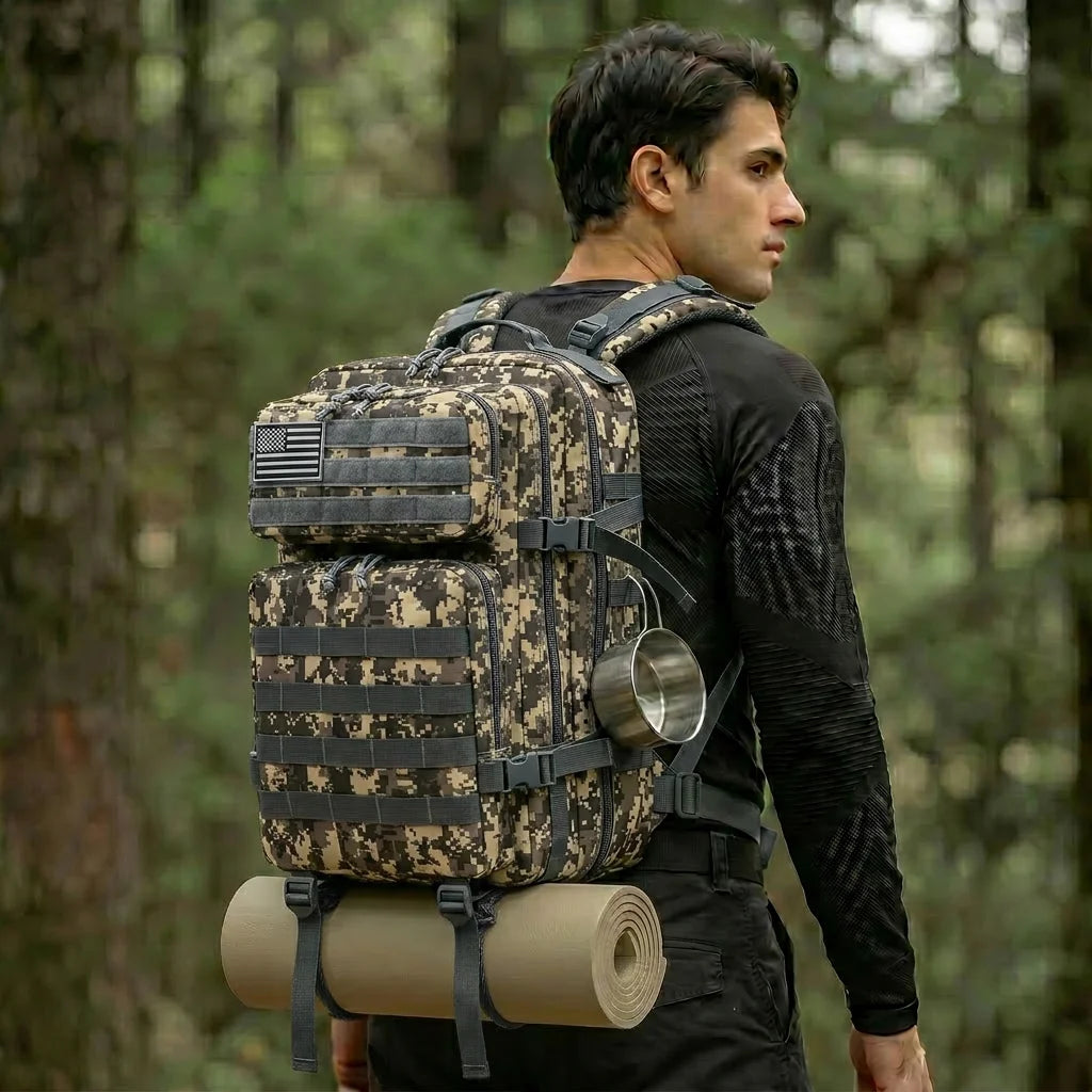 45L Tactical Hunting Backpack – MOLLE Outdoor Camping & Bushcraft Rucksack