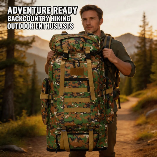 Extra Large Capacity Hiking Backpack Outdoor Mountaineering Camping Bottom Expandable Multi Pocket