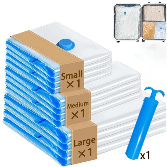 Travel storage bag set, for business trips, travels, dormitories, saves space, vacuum travel storage bag for home organization