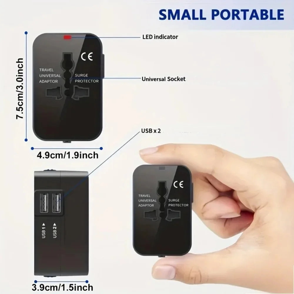 Universal Travel Adapter with USB | EU US UK AU Plug Converter