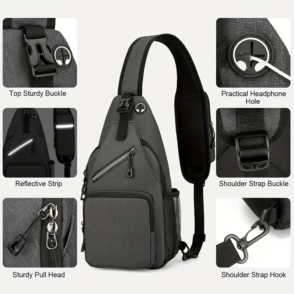 Waterproof Crossbody Sling Bag for Men & Women – Large Capacity Travel Chest Shoulder Bag
