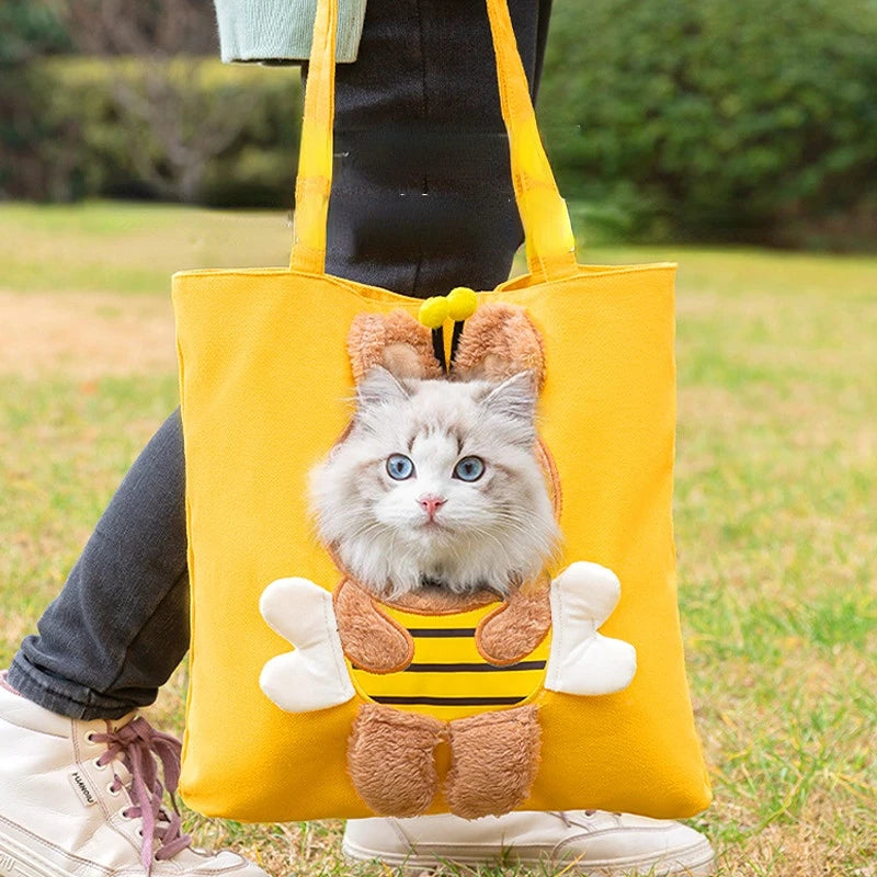 Pet Canvas travel Bag outdoor carrier Tote Bag for Cats and Dogs