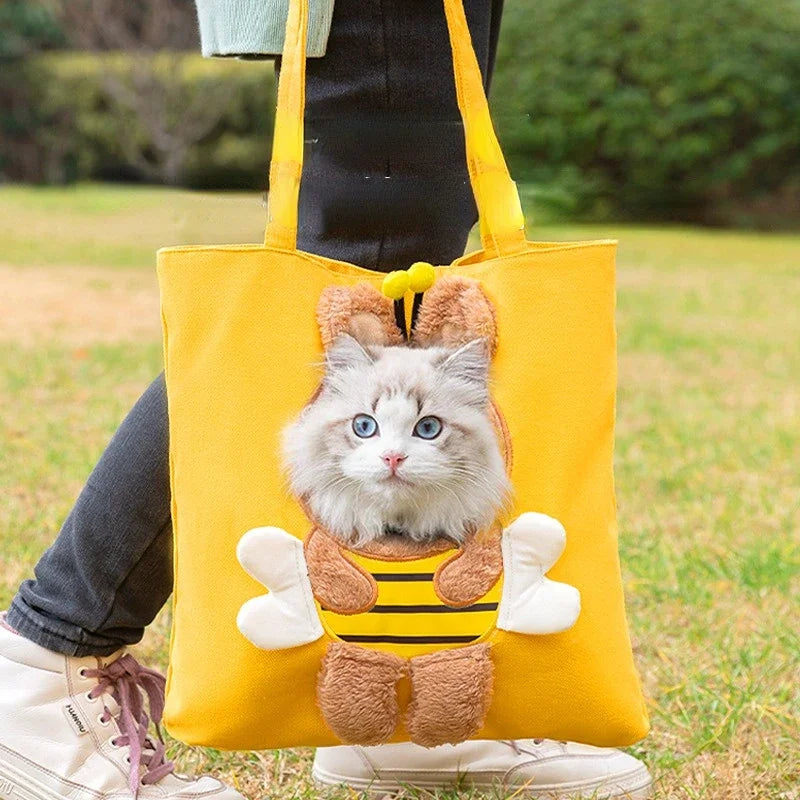 Pet Canvas travel Bag outdoor carrier Tote Bag for Cats and Dogs