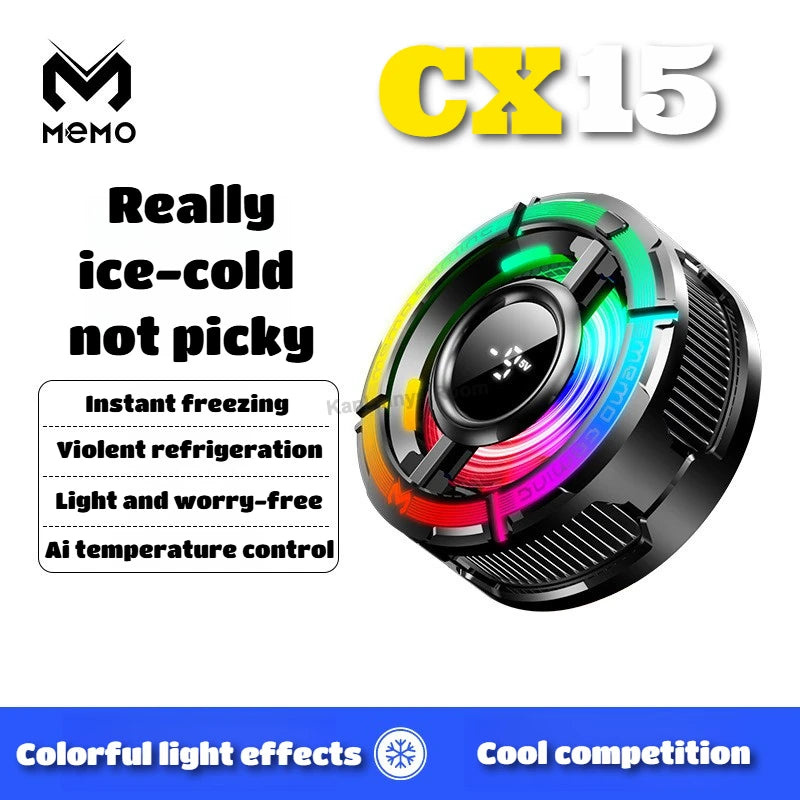 MEMO CX15 Mobile Phone 5V/3A AI Freeze PUBG Game Cooler Semiconductor Magnetic/Back-clip Cooling Fan Radiator for IPhone Android