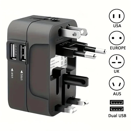 Universal Travel Adapter with USB | EU US UK AU Plug Converter