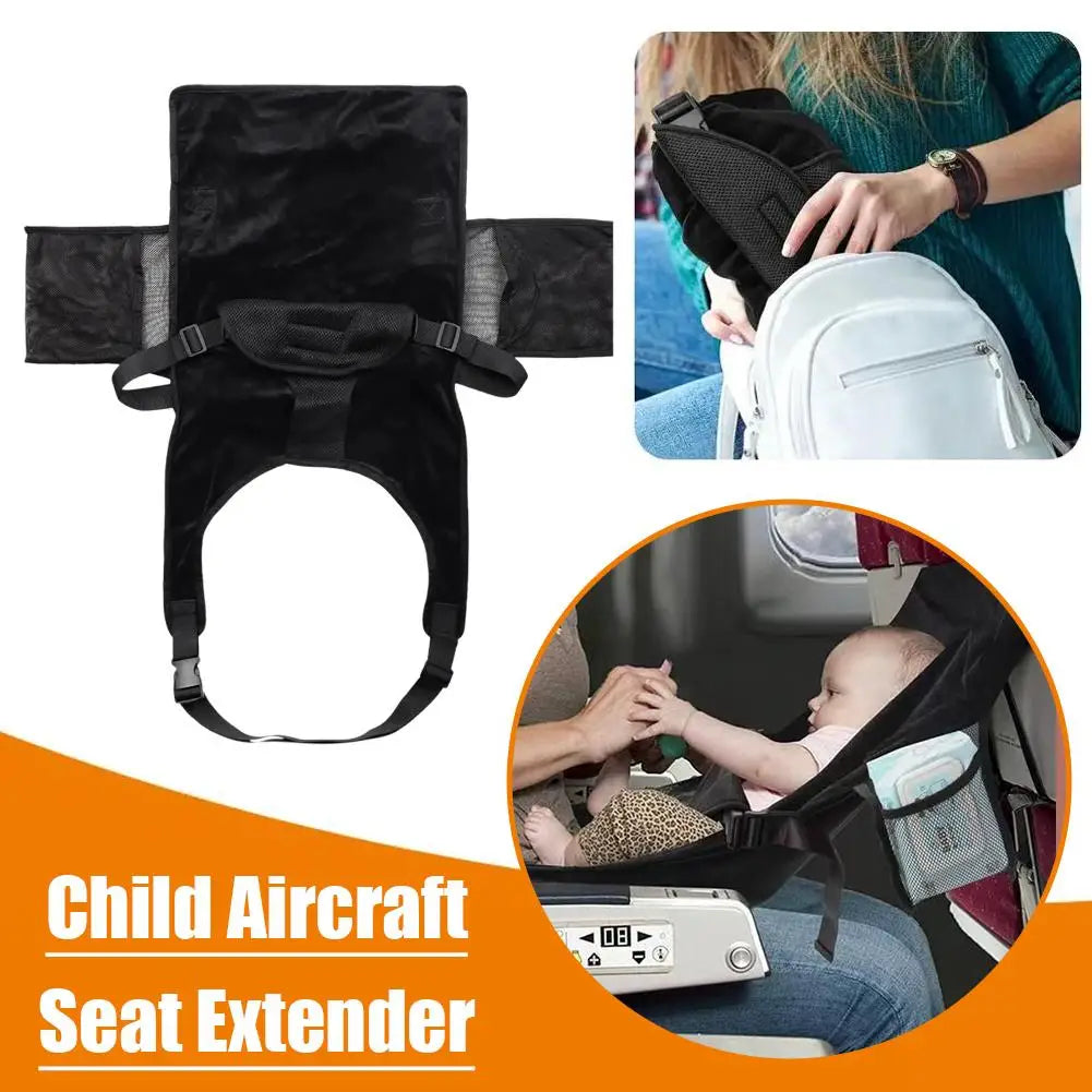 Travel Airplane Bed For Baby Pedals Bed Kids Airplane Seat Extender with Side Pocket Portable Foot Rest Hammock Car Sleep Crib