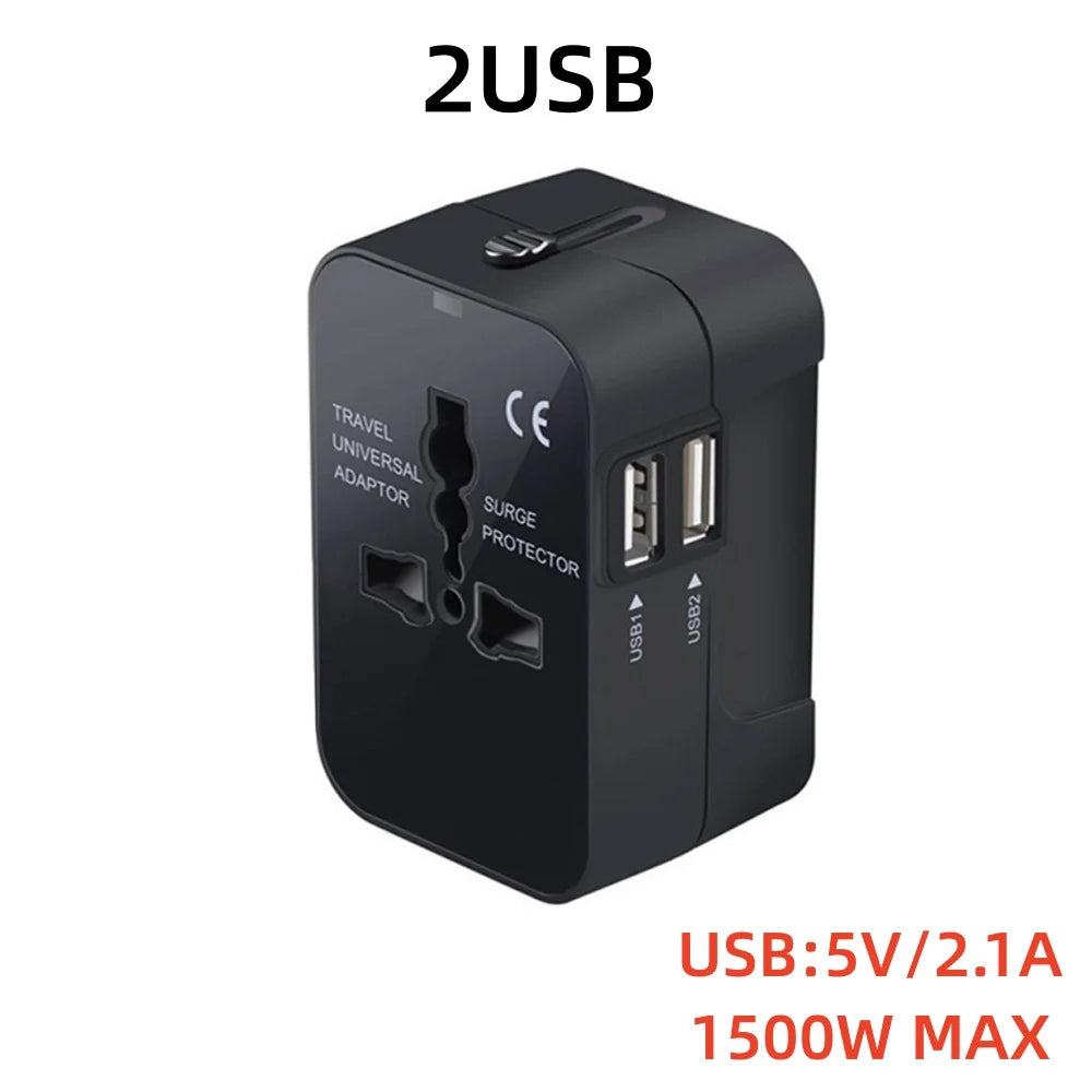 Universal Travel Adapter with USB | EU US UK AU Plug Converter