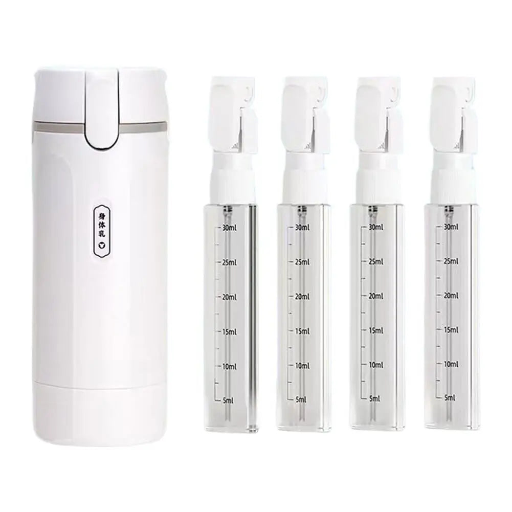 Travel Toiletry Dispenser Bottle 4 in 1 Refillable Leakproof Organizer for Shampoo Shower Gel Sunscreen and Skin Care