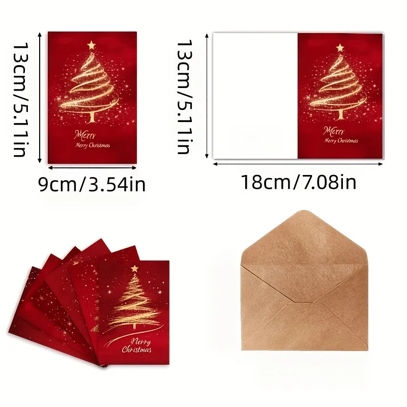 12 Pcs 6 Christmas Greeting Cards with 6 Envelopes – Winter Snow Scene Holiday Card Set