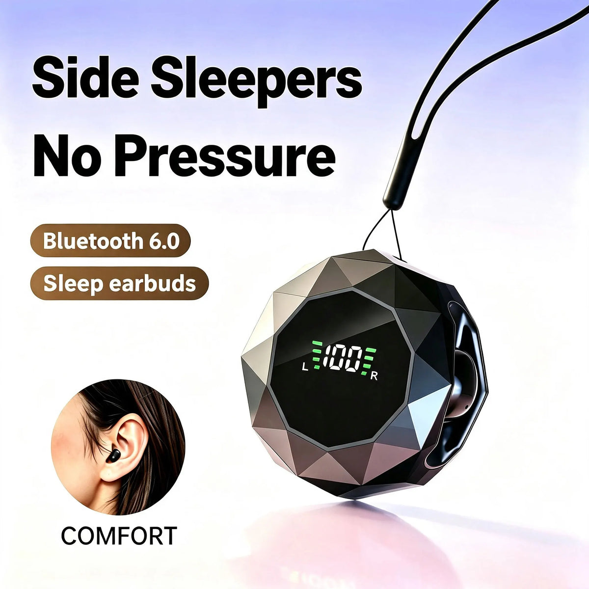 Mini Wireless Sleep Earbuds for Side Sleepers – Bluetooth In-Ear Headphones with Noise Reduction