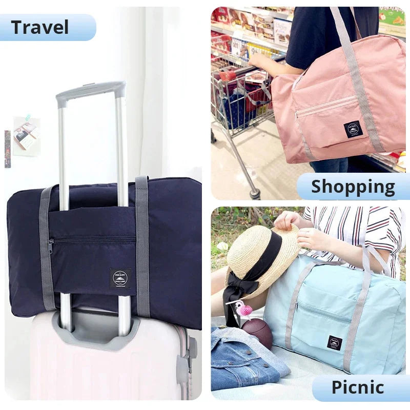 Foldable Travel Storage Bag – Large Capacity Zippered Weekend Bag