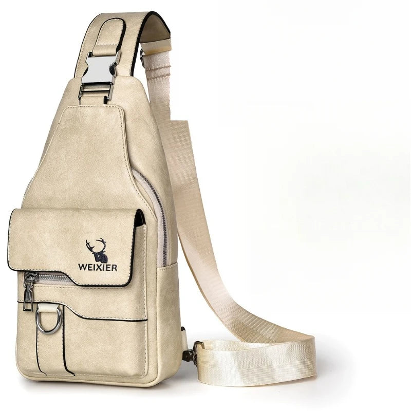 Vintage Waterproof PU Leather Crossbody Bag – Large Capacity Travel Chest & Shoulder Bag