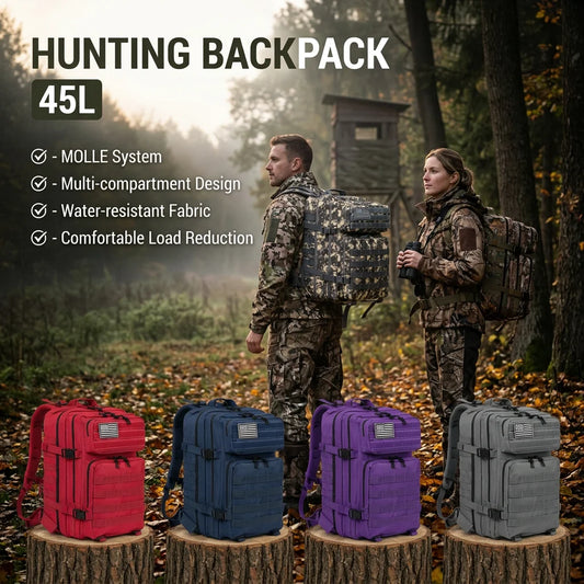 45L Tactical Hunting Backpack – MOLLE Outdoor Camping & Bushcraft Rucksack