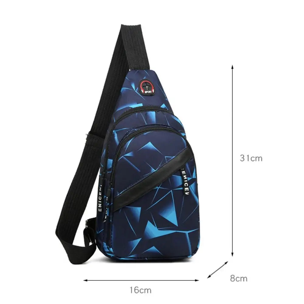 Men’s Oxford Cloth Sling Crossbody Bag – Large Capacity Travel Chest Shoulder Bag