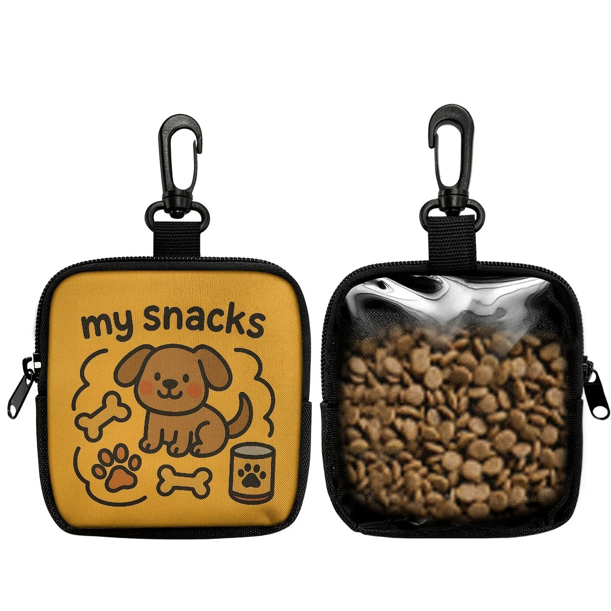Cute Dog Print Dog Treat Pouch, Dog Treat Bag with Hook Up and Zipper, Puppy Training Bag