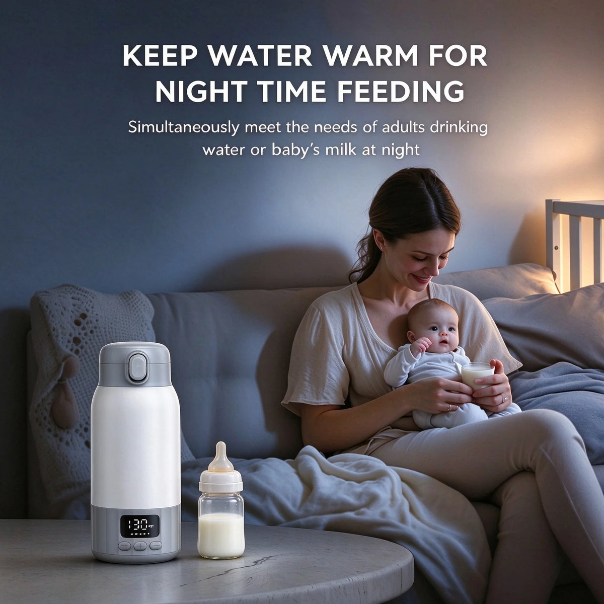 Baby Bottle Warmer for Breast Milk, Baby Travel Essentials Portable Bottle Warmer Fast Heating with Nutrients Preserved Dual Heating Modes for Breast Milk & Water 17OZ Large Capacity