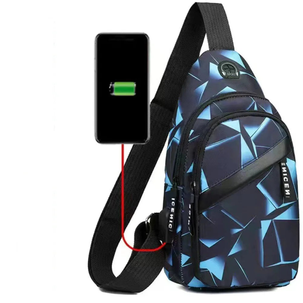Men’s Oxford Cloth Sling Crossbody Bag – Large Capacity Travel Chest Shoulder Bag