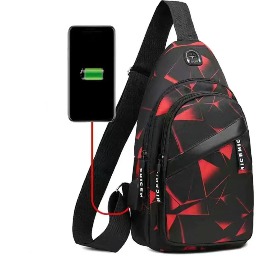 Men’s Oxford Cloth Sling Crossbody Bag – Large Capacity Travel Chest Shoulder Bag