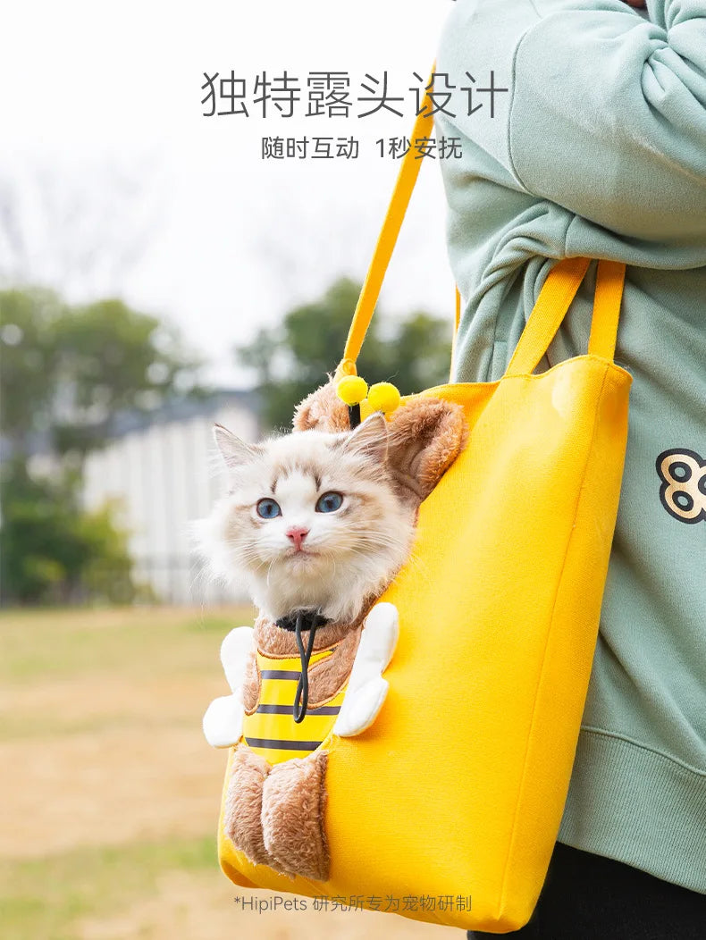 Pet Canvas travel Bag outdoor carrier Tote Bag for Cats and Dogs