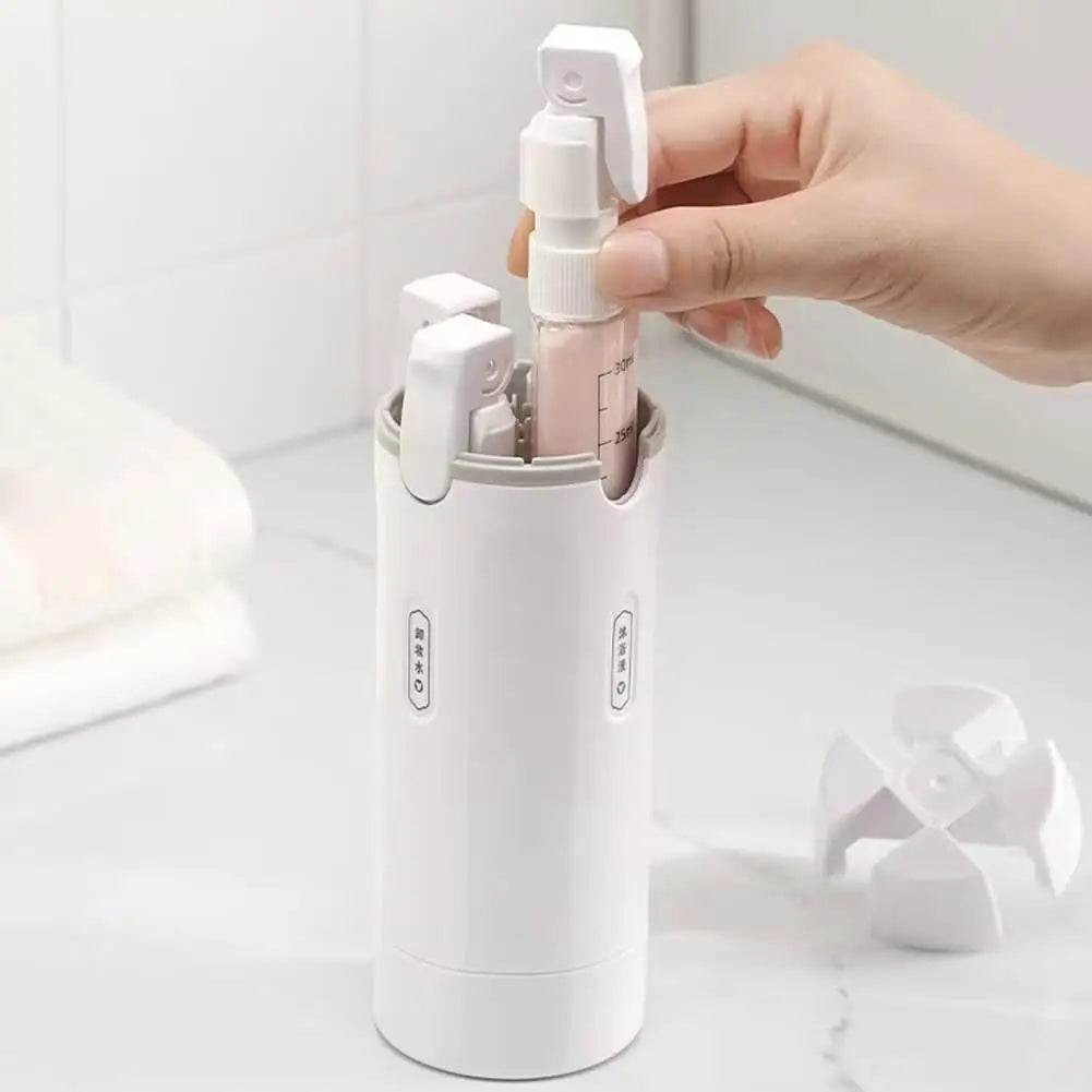 Travel Toiletry Dispenser Bottle 4 in 1 Refillable Leakproof Organizer for Shampoo Shower Gel Sunscreen and Skin Care