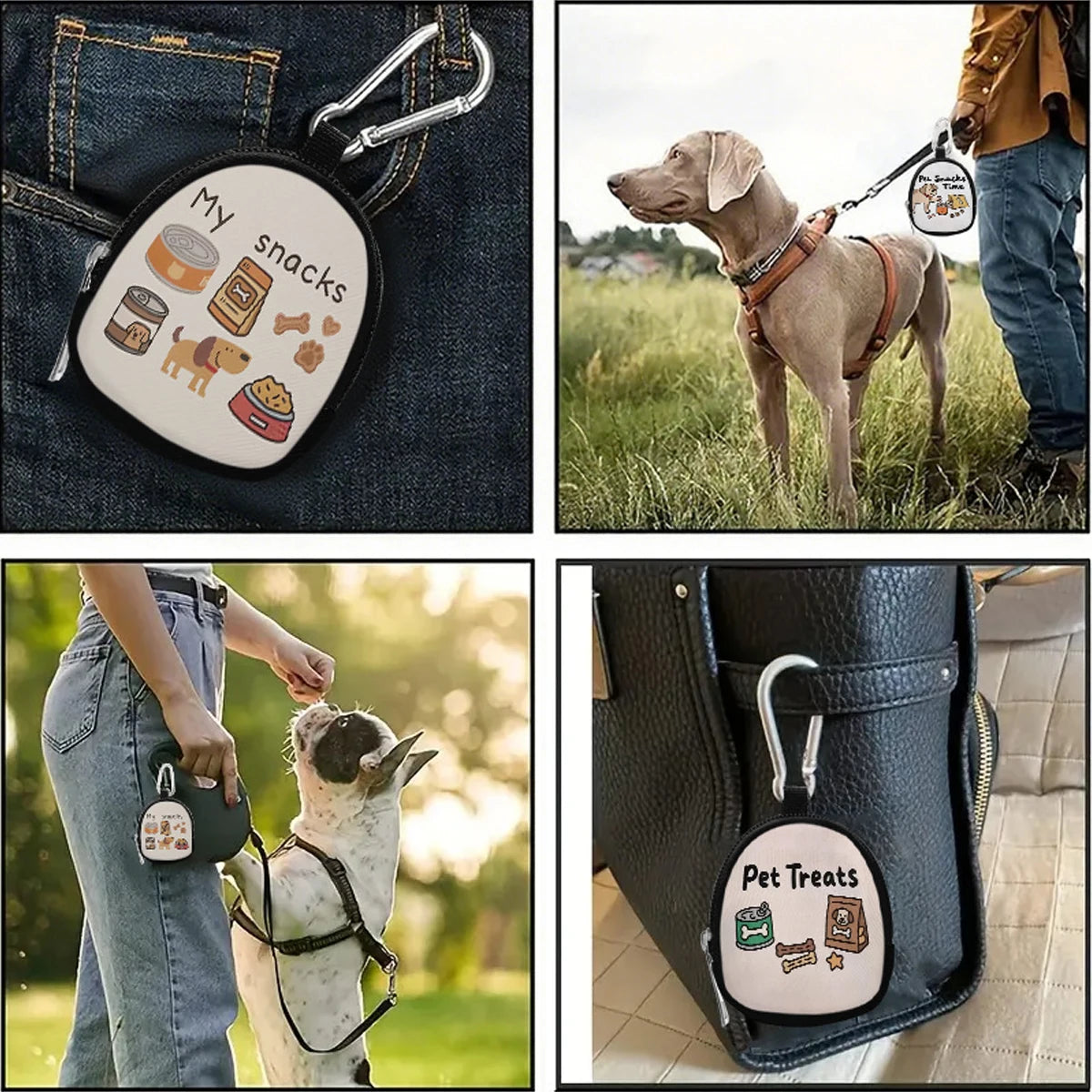 Dog Training Treat Pouch Closure Puppy Portable with Zipper Dog Treat Bag Pet Snack Container for Walks Travel Dog Training