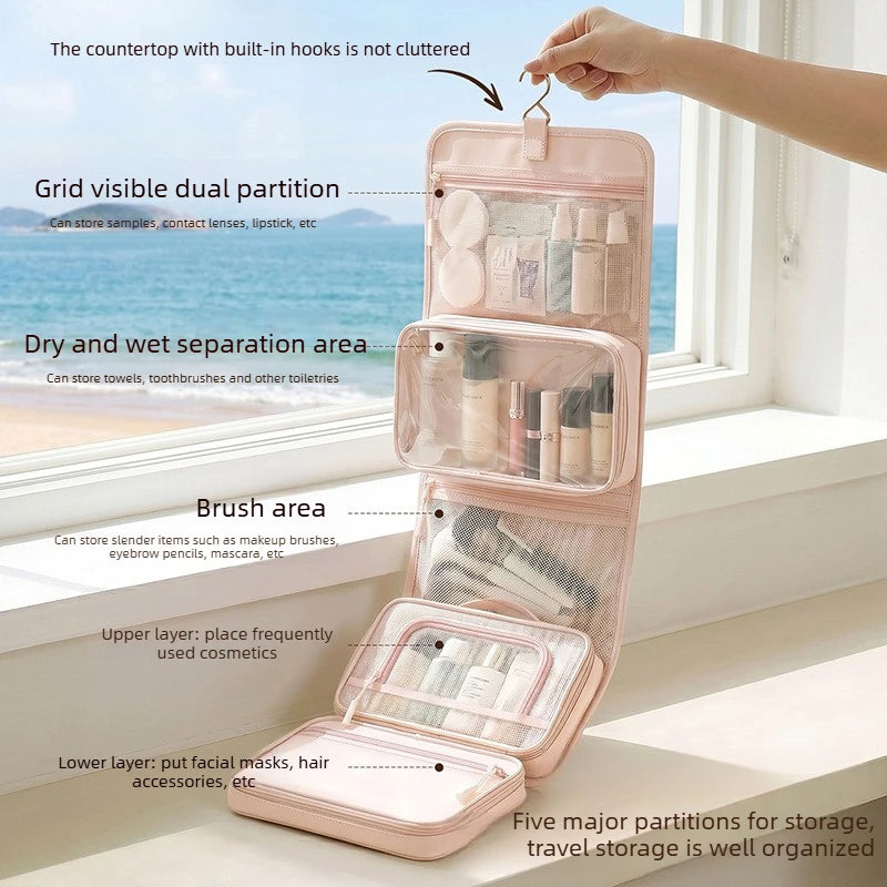 Travel Toiletry Bag Hangable Multifunctional Portable Large Capacity Minimalist Travel Organizer Toiletry Bag Cosmetics Bag