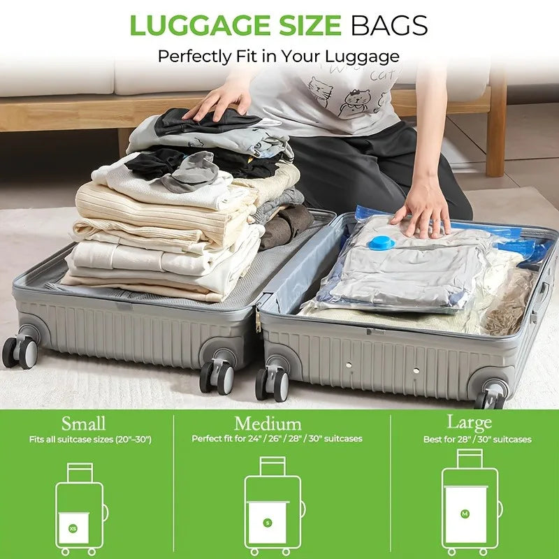 Travel storage bag set, for business trips, travels, dormitories, saves space, vacuum travel storage bag for home organization