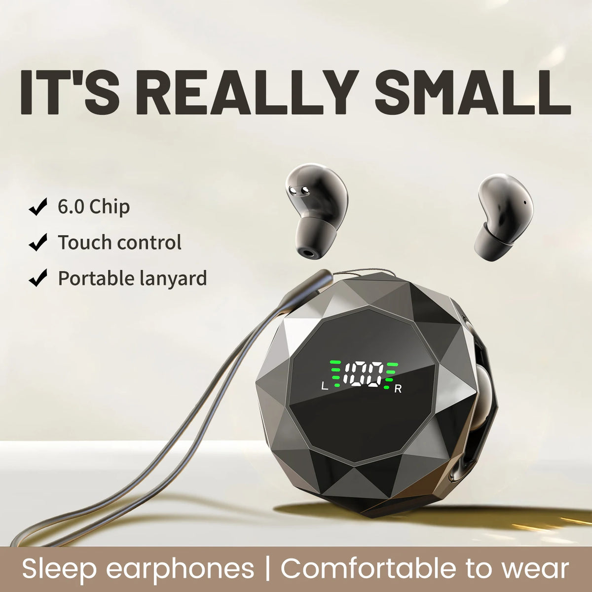 Mini Wireless Sleep Earbuds for Side Sleepers – Bluetooth In-Ear Headphones with Noise Reduction