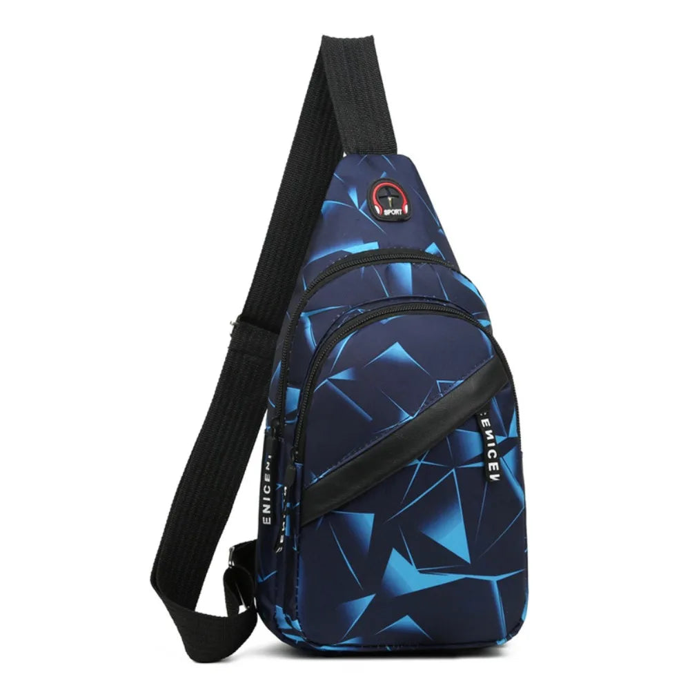 Men’s Oxford Cloth Sling Crossbody Bag – Large Capacity Travel Chest Shoulder Bag