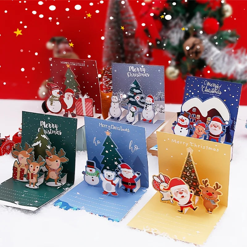 12 Pcs 6 Christmas Cards and 6 Envelopes & Stickers | Holiday Greeting Set