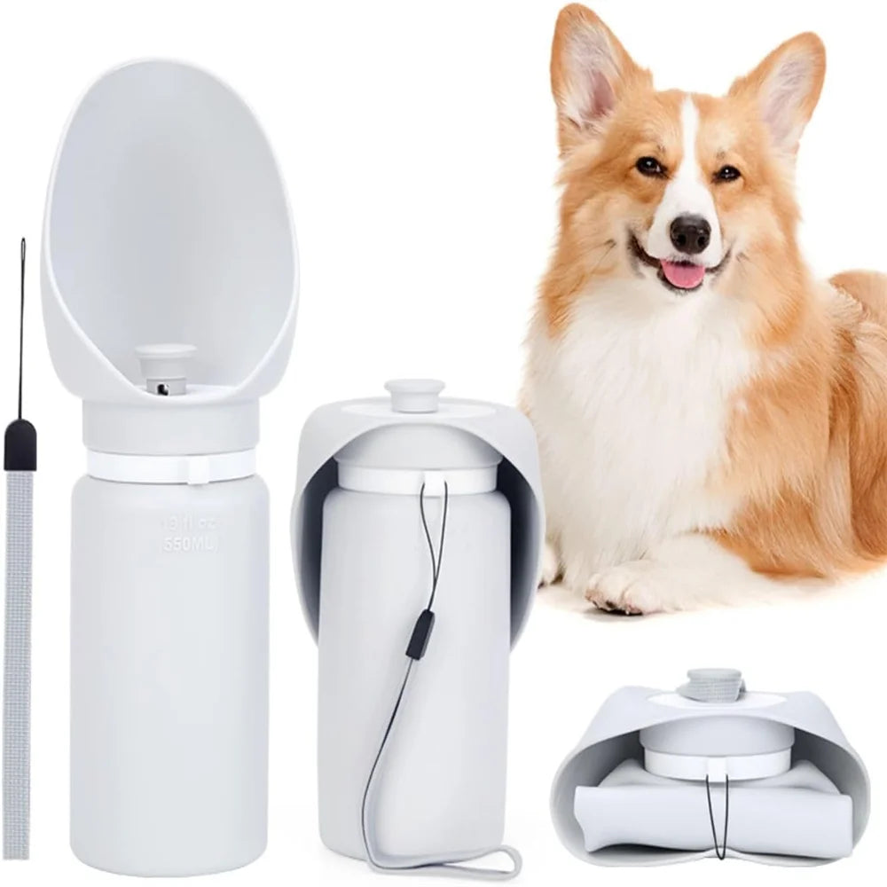 Spacious 550ml Portable Dog Water Bottle,Leak Proof, Durable&Safe, Foldable Design, Easy-to-Use,for Outdoor Walks,Travel Comfort